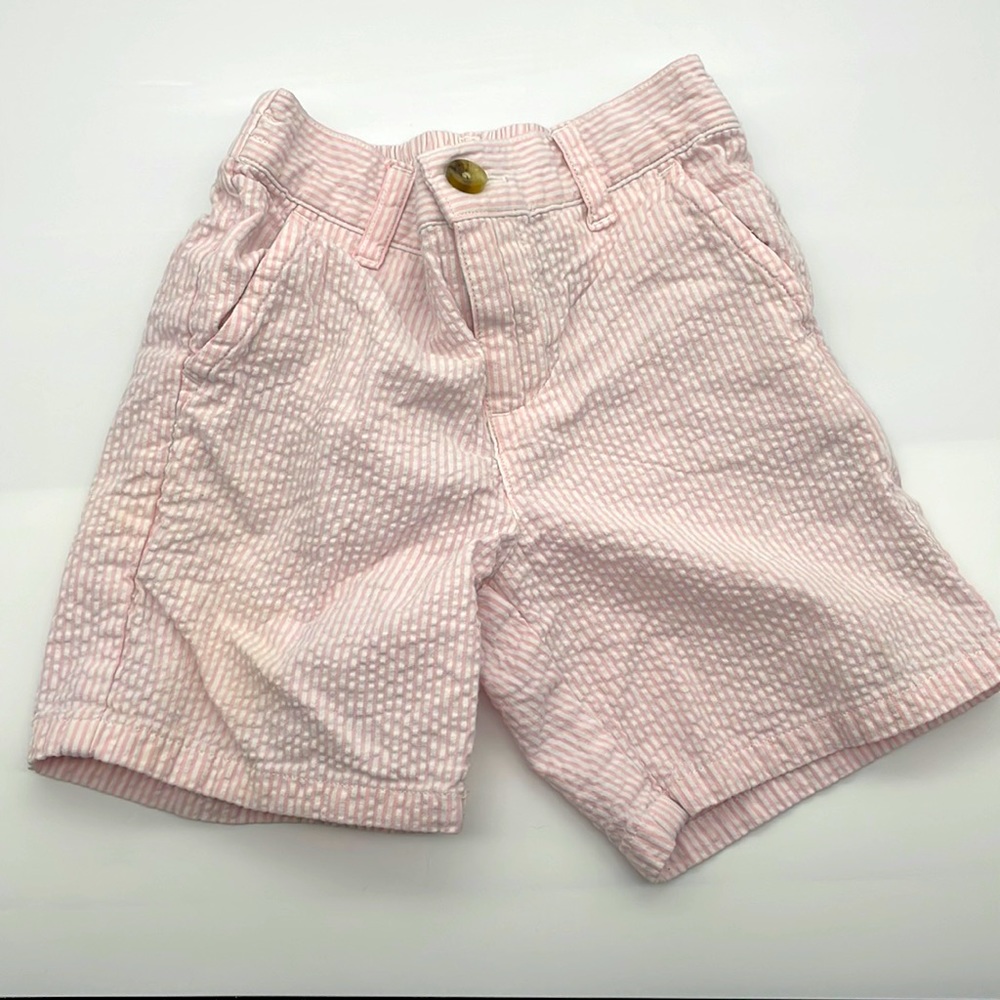 Janie and Jack kids seersucker shorts, pink, size 12-18 months